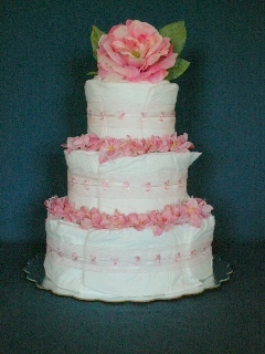 Elegant Pink Rose Three-Layer Cake