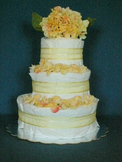 Yellow Three-Layer Hydrangea Cake